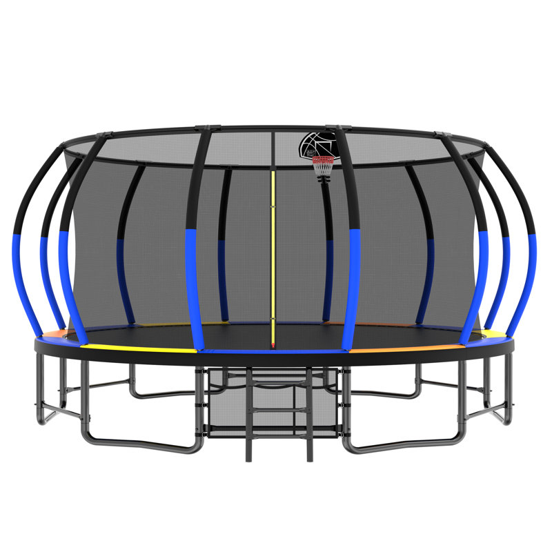 16Ft Trampoline With Enclosurerecreational Trampolines With Ladder And Antirust Coating, Astm Approval Outdoor Trampoline For Kids