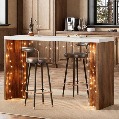 55” Counter Height Bar Table for 4-6 People, Extra Thickened Top, Modern Rectangular Pub Table for Kitchen, Dining Room, Balcony, Living Room