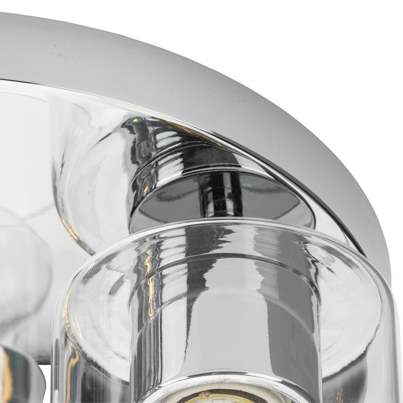 Bromwich Glass Flush Mount, Polished Chrome, Clear