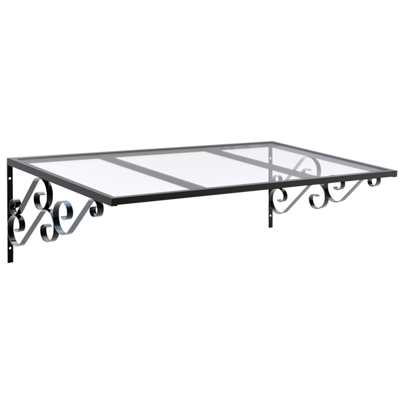 Auvent de porte standard en polycarbonate Ruby, Gris tinté, H 16 po x l 60 po x P 40 po