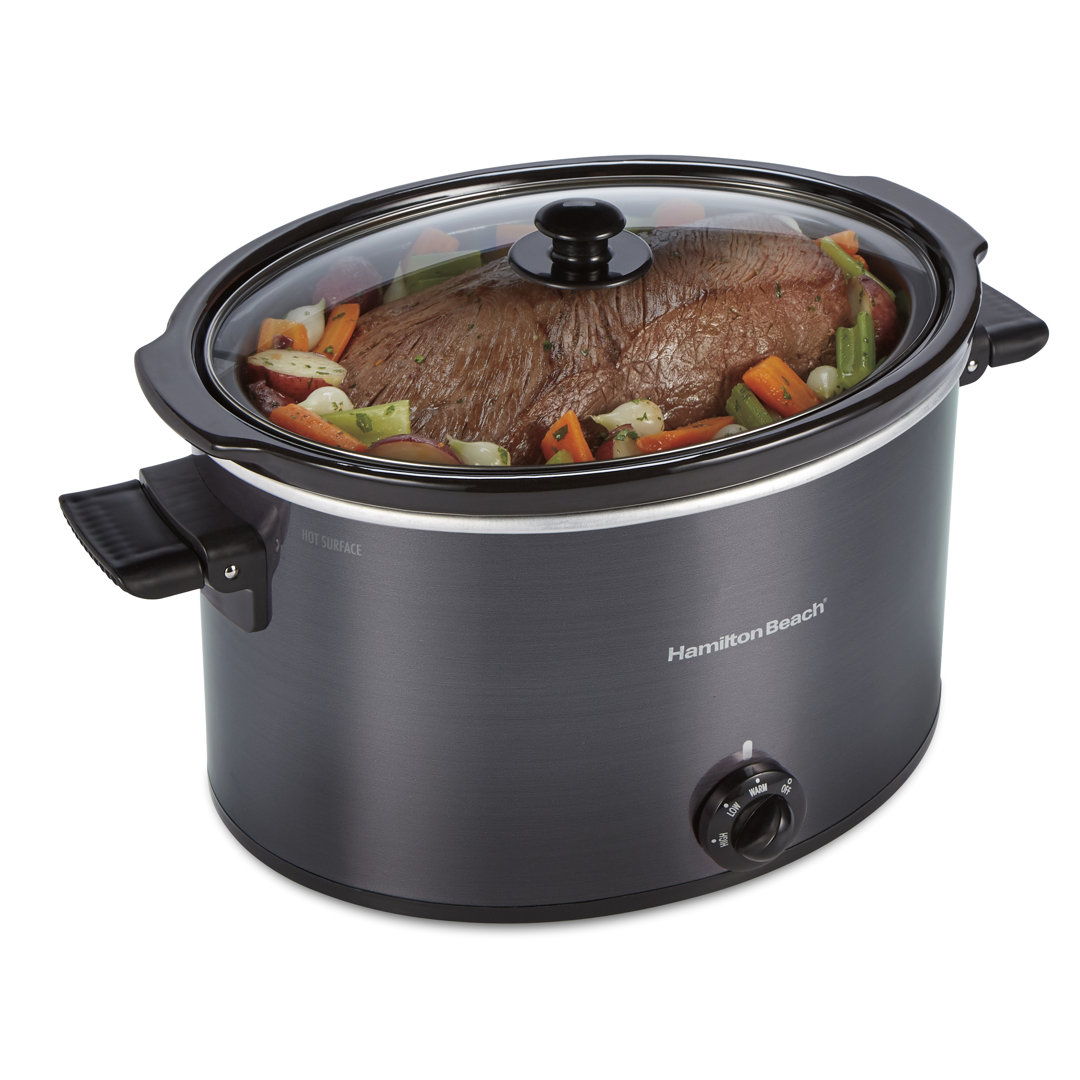 Hamilton Beach® Extra Large 10 Quart Slow Cooker with Full-Grip Folding Handles for Easy Carrying and Compact Storage