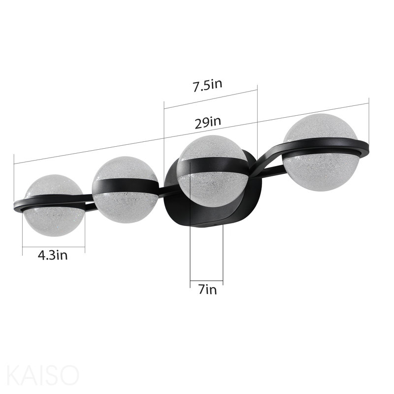 Luminaire de salle de bain minimaliste à DEL 30 po avec abat-jour en acrylique sable sable cristal, luminaire mural décoratif à 4 lumières, convenant au miroir de meuble-lavabo