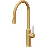 Davoli Pull-Down Kitchen Faucet with Button Sprayer - High Arc Spout