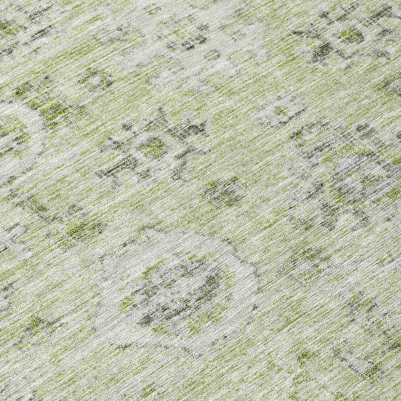Andorra Green Washable Indoor-Outdoor Rug - , 2'3" x 7'6"