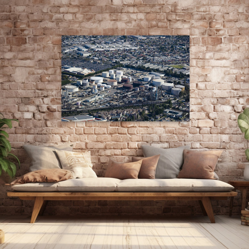 Aerial View Of An Oil Refinery Los Angeles County California USA by Scott M. Tansey - Wrapped Canvas Print