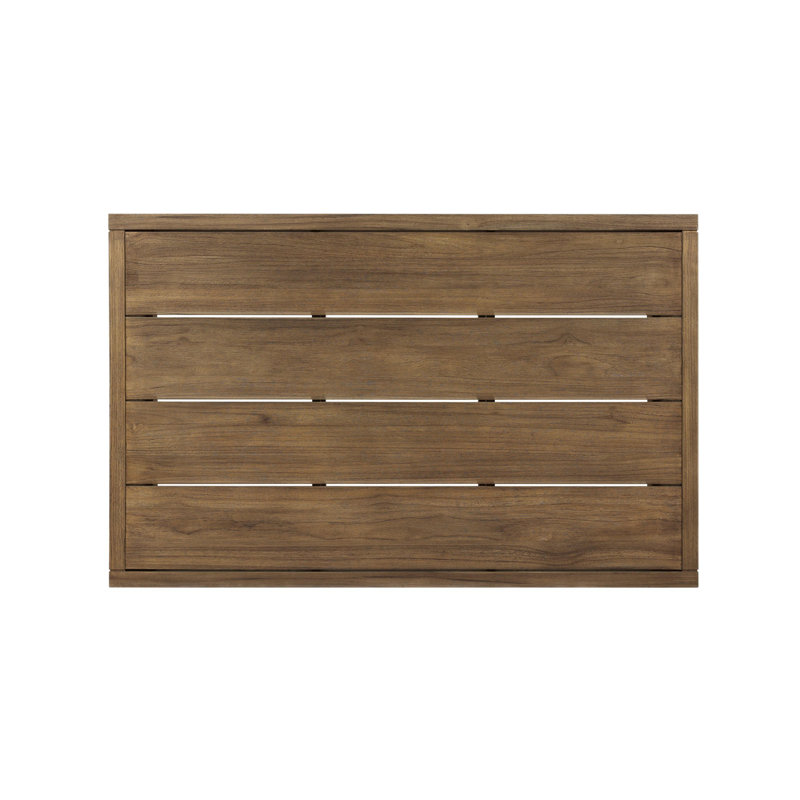 Duvall Outdoor Rectangle Teak Coffee Table, Stained Toasted Brown, 15.25" H x 70" L x 35" W