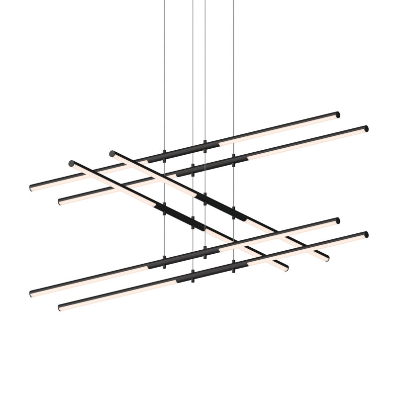 Lustre à niveaux unique et remarquable à DEL 12 lumières Tik-Tak®, Noir satiné