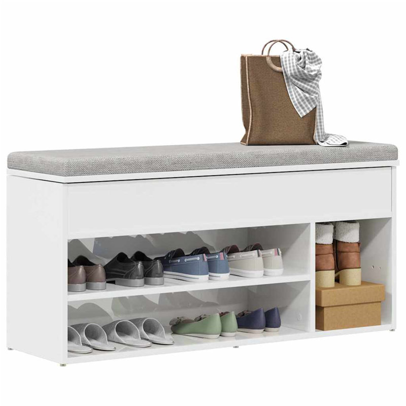 Chawana 10 Pair Shoe Storage Bench, White