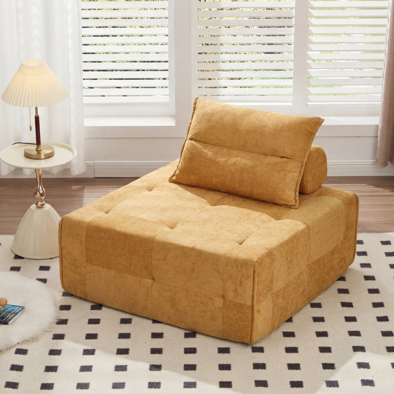 Canapé modulaire en chenille à assise profonde, dossier réglable, canapé compressé pour le salon, 1 pièce, YELLOW