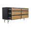 Ensemble de chambre à coucher 4 pièces en bois d'acacia noir et rotin Aldford-70773432