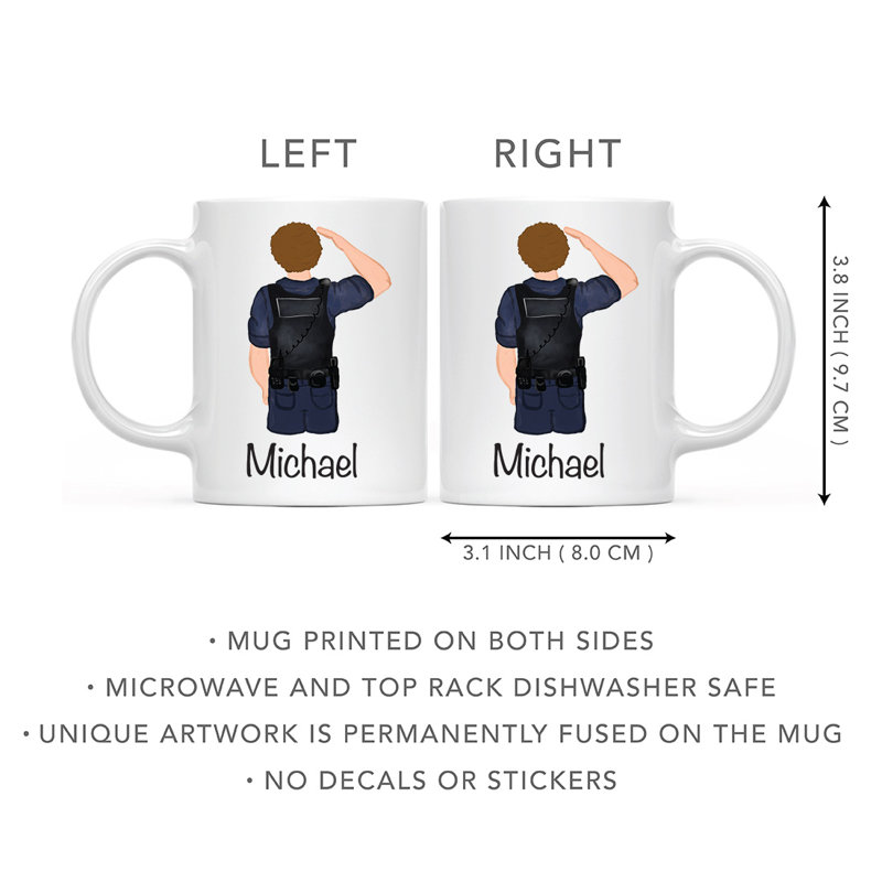 Tasse à café personnalisée, Blanc / brun, homme, agent de police 16, Oui