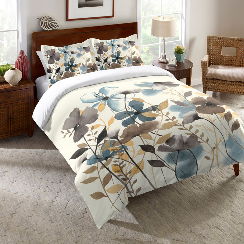 Greige Florals Cotton Pillow Sham