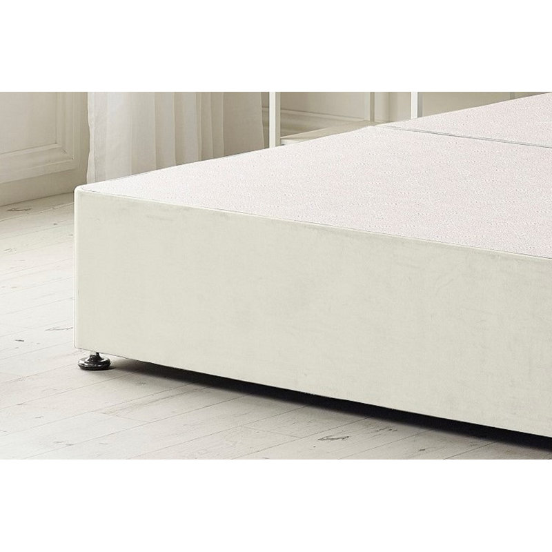 Sealcove Etheral Velvet Divan Bed Base with 32" Upholstered Headboard, Ivory, Single (3'), 2 Drawers