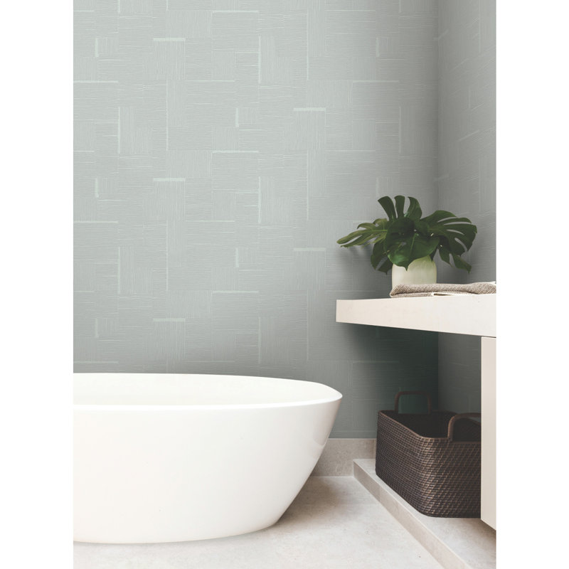 Geometric Metallic Wallpaper Roll, Sky Blue