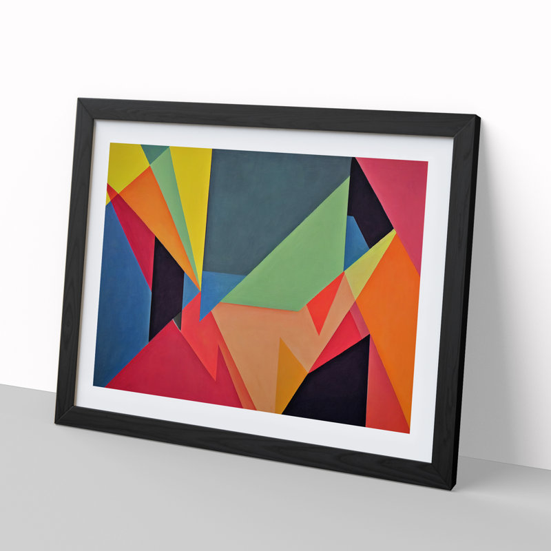 XH1022-8685X Suprematism Art Modern Vol.2 Abstract - Single Picture Frame Painting, 46cm H x 64cm W x 2cm D, Black