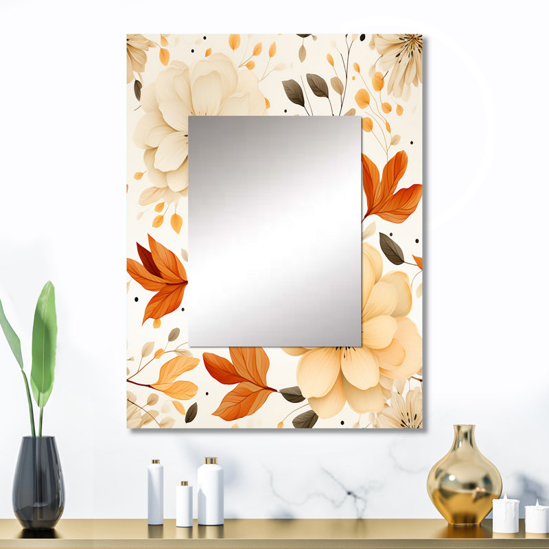 Earthy Mandala Boho Pattern - Floral Mirror Wall Decor, 32" x 24"