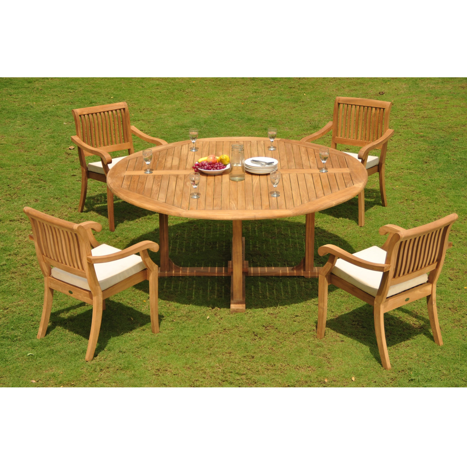 Masten 72" Teak Patio Dining Set, 72" L x 72" W x 31" H, 4