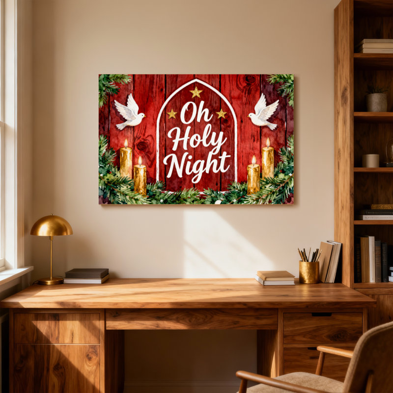 Conception de Noël avec des colombes et des bougies, H 28 po x l 40 po