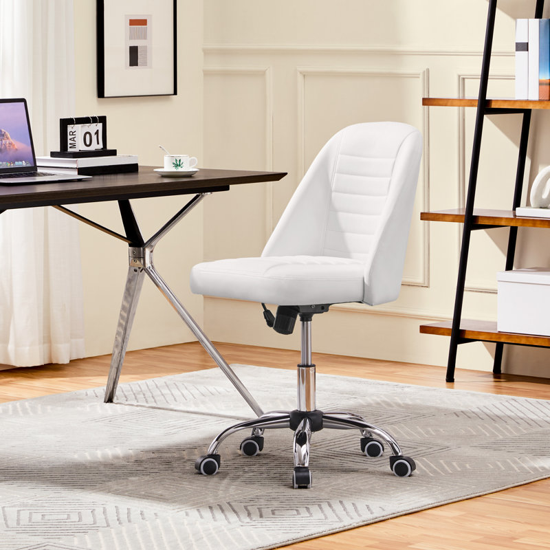 Modern Office Chair with Silver Chrome Base, White