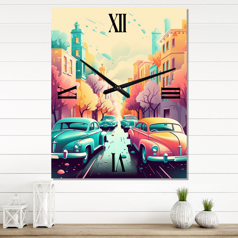 Jamee - horloge murale voiture rétro, H 28 po x l 12 po x P 1 po