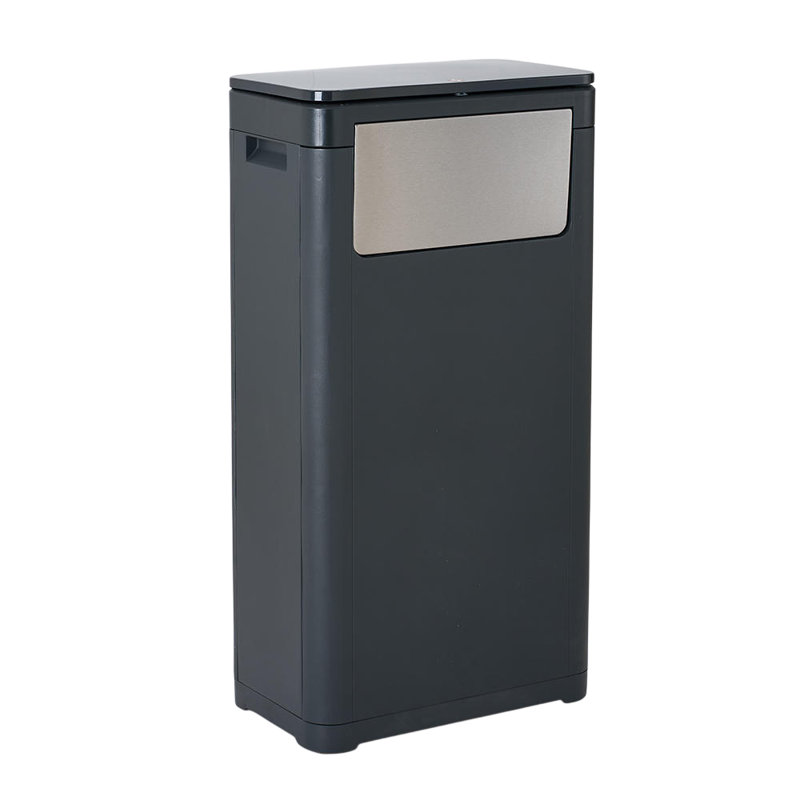 Plastic Touch Top Waste Bin, Black, 25