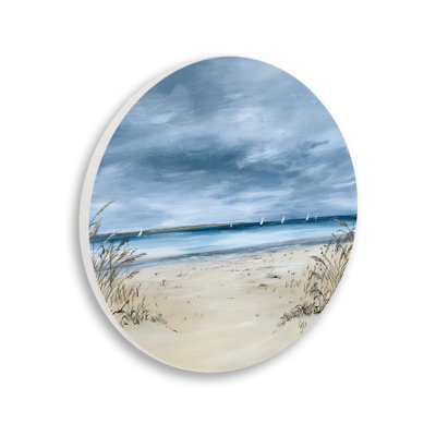 Sailboats in Distance Shore Wall Plaque, design by Georgie Harrison