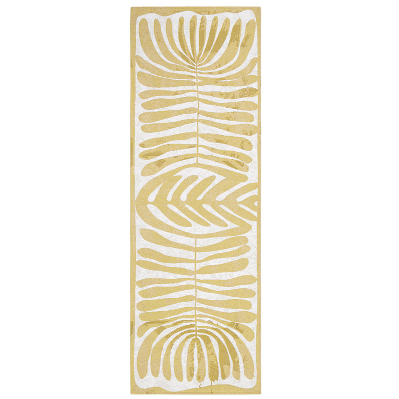 TOWN & COUNTRY LUXE Livie Matisse Cut-Out Everwash Washable Non-Slip Backing Kitchen Runner, Gold