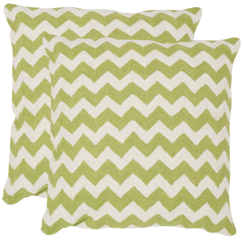Embroidered Canvas Reversible Throw Pillow, 22" x 22", Lime/Green