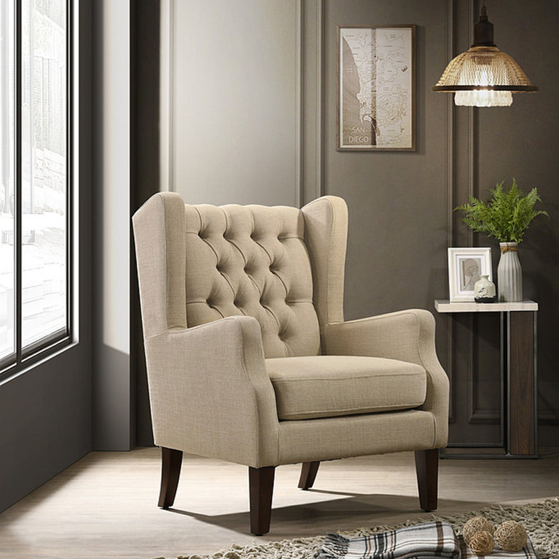 Fauteuil rembourré Bekka l 30,59 po, Lin beige