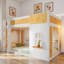 Lit superposé avec tablettes de rangement, fenêtre et 2 portes-1317652089