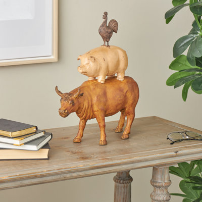 Cole And Grey Resin Stacked Farm Animals Decorative Sculpture