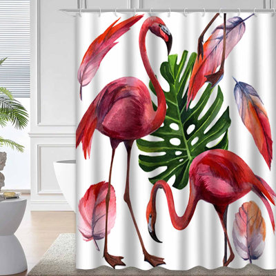 Aquarelle de flamants tropicaux dessinés dans la jungle, tissu de fleurs de la nature avec 12 crochets