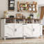 Buffet 63 "avec 4 portes et rangement ouvert, grande armoire de cuisine de ferme, armoire à café avec tablettes réglables pour la salle à manger, vestibule, buffet, blanc et noyer-90278317