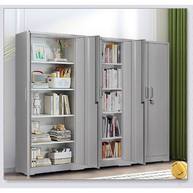 Armoire de rangement en métal robuste avec portes verrouillables et tablettes réglables, idéale pour un rangement sûr et organisé dans les garages et les bureaux