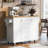 Rolling Kitchen Island with Storage, Rubber Wood Top, 3 Drawers, 2 Slide-Out Shelves and Internal Racks on Wheels-1704134246