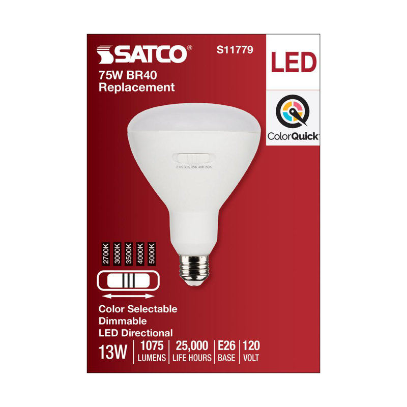 8.5 Watt (65 Watt Equivalent), BR30 LED, Dimmable Light Bulb, Selectable CCT E26/Medium (Standard) Base, 13 W