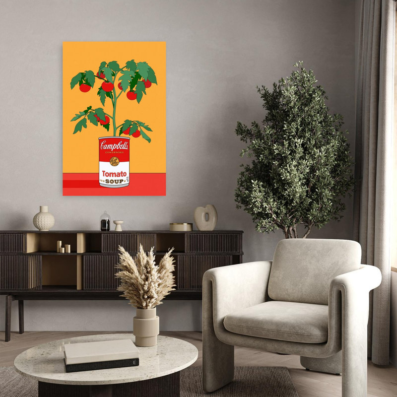 Art contemporain rétro, plante rétro, H 36 po x l 24 po