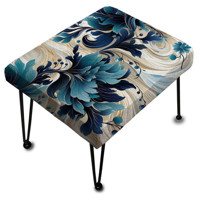 Motif de fleurs nautiques de style maritime - repose-pieds rectangulaire Cottage