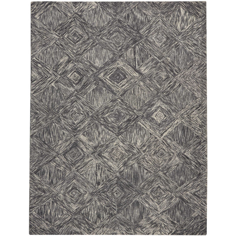 Tapis en laine touffeté à la main Divernon, Rectangle 8 pi x 10 pi 6 po
