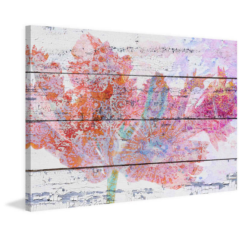 Floral Vintage Print on Canvas, 16 x 24 Inches