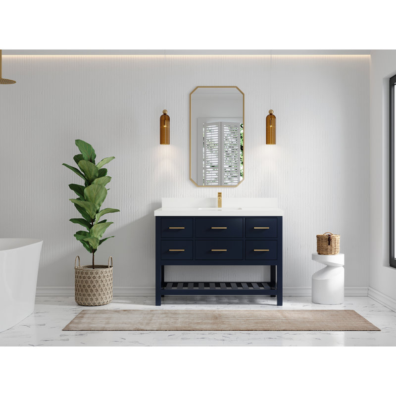Parker 48'' Single Bathroom Vanity with Top, White