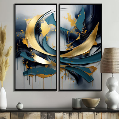 Tourbillons de fractale abstraite dorée et grise de sérénité I - art abstrait de grande fractale abstraite