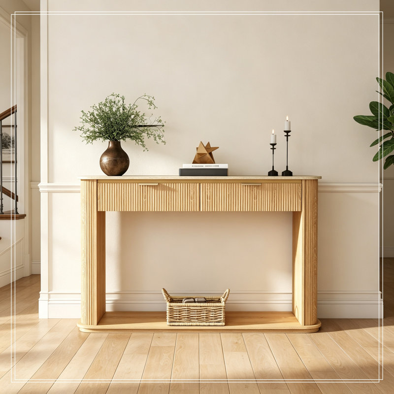 Table basse avec 2 tiroirs et tablette ouverte