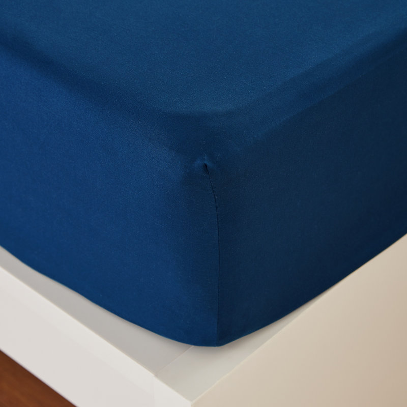 Navy Blue Deep Pocket Queen Cotton Microfiber Sheet Set