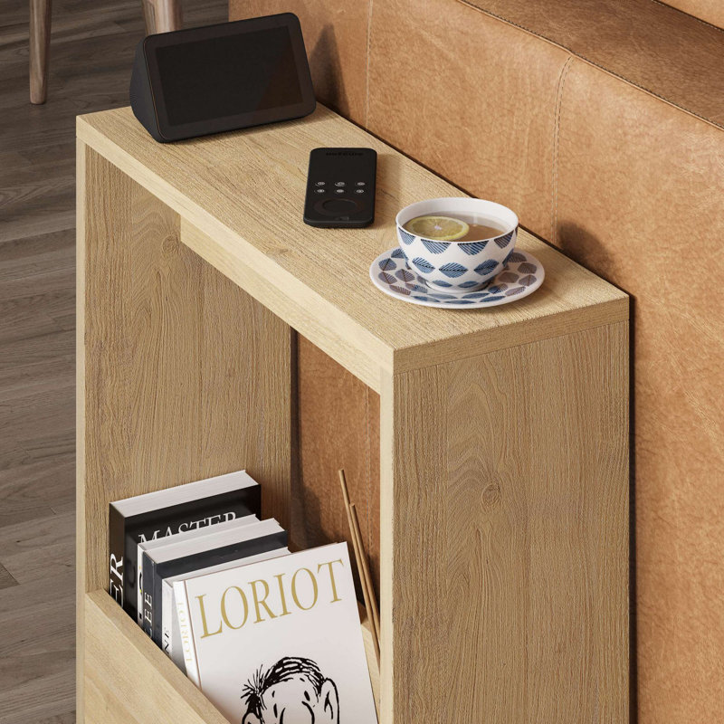 Modern Side Table, Sapphire Oak, 21.7 x 23.6 x 7.9 inches | 100% Melamine Coated Particle Board, Thickness: 0.7 inches | 15.4 lbs Bearing Capacity | Stylish & Functional Design for Home & Office Use