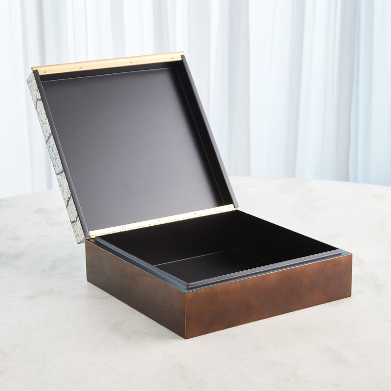Eggshell Box-Antique Gold Leaf-Sm, 5" H x 13" W x 13" D