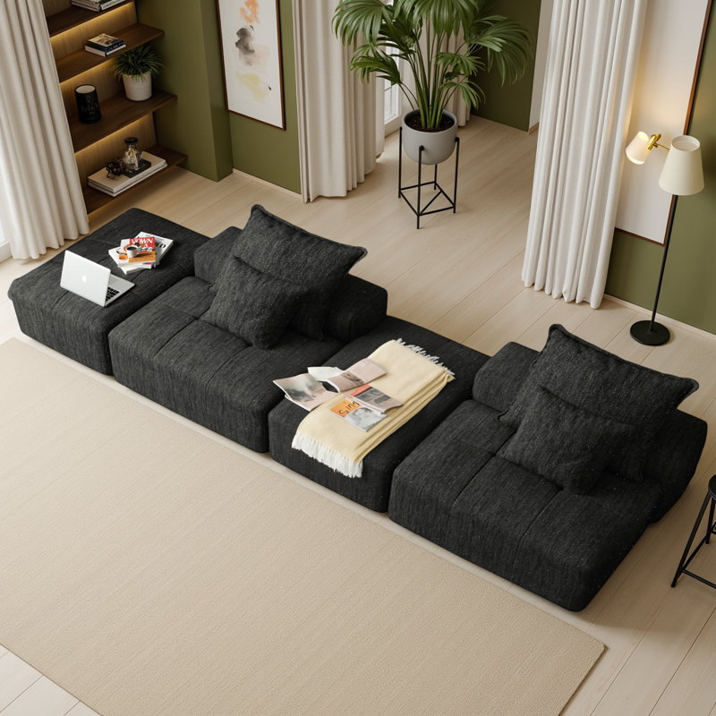 Canapé modulaire Boneless, Chenille noire