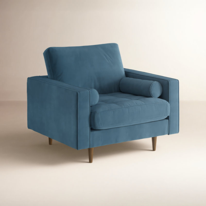 Fauteuil touffeté l 41,5 po Pritchett, Velours performance océan