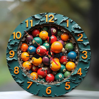 Colorful Billiard Pool Balls Clock