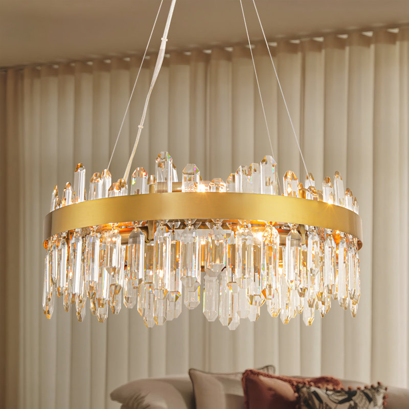 Lustre cylindrique à intensité variable Xzavious, H 9,6 po x l 23,62 po x P 23,62 po, Doré, 12